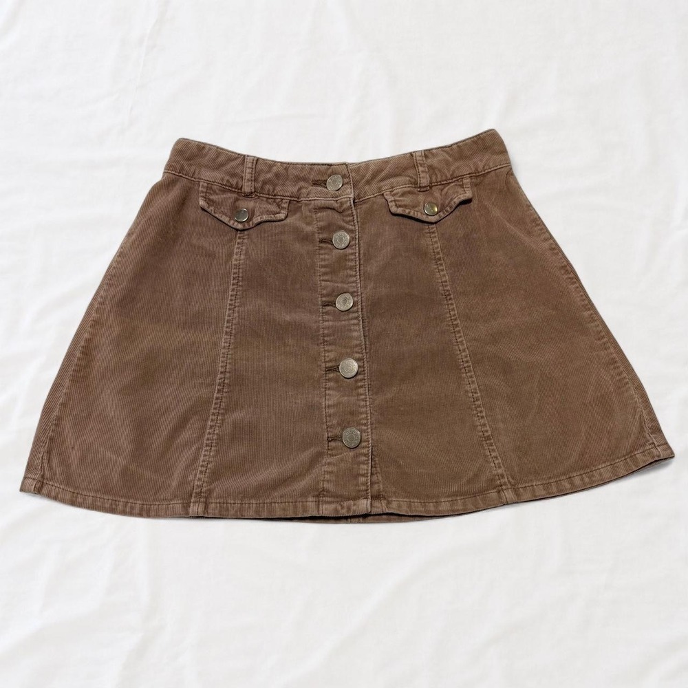 BDG Urban Outfitters Brown Corduroy Button Front A-Line Mini Skirt Size 0